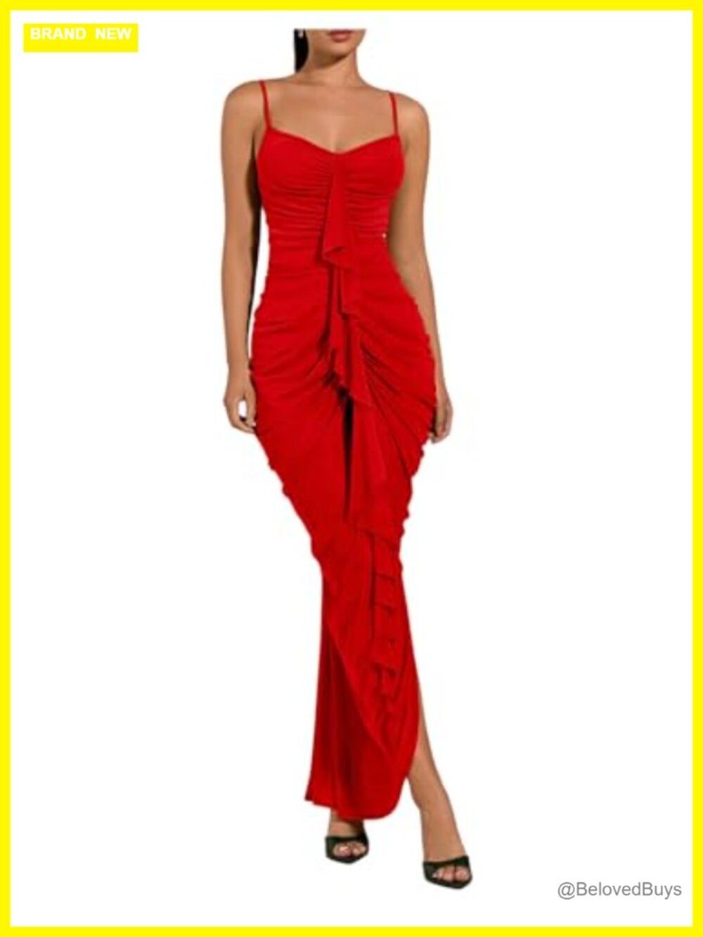 Floerns Ruffle Ruched Cami Maxi Bodycon Dress Formal Cocktail